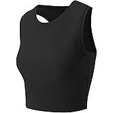 AARYA Women's Ribbed Workout Tank Top Cropped Sports Top, Double Layer, Yoga & Activewear Shirt for Gym, Running, Tennis