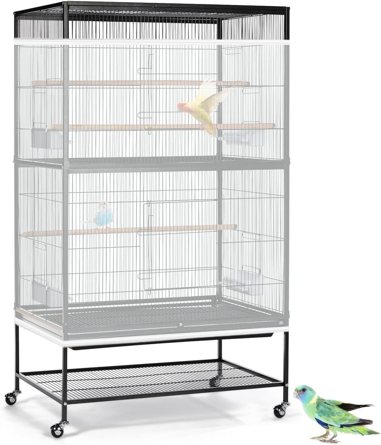 ASOCEA Bird Cage Seed Catcher Adjustable Bird Cage Cover Soft Nylon Mesh Net with Drawstring Birdcage Skirt Feather Guard for Round Square Cages (White, 118 * 31.5in/300 * 80cm)