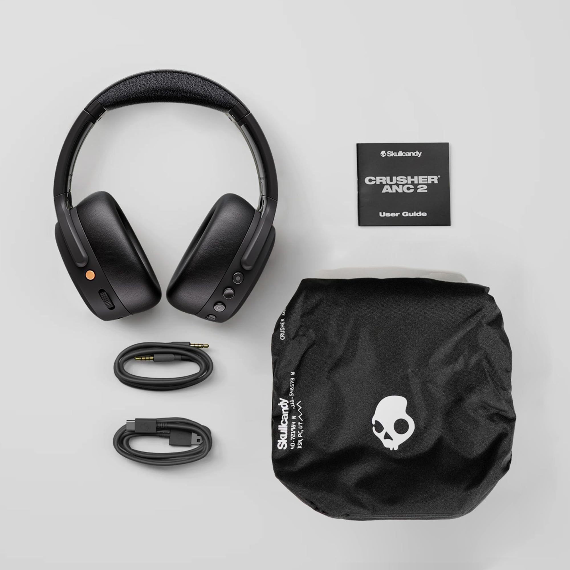 Skullcandy Crusher ANC 2 Over-Ear Active Noise Cancelling Wireless Bluetooth Headphones with Sensory Bass, Alexa Voice Control, 50 Hr Battery, Microphone, 2 Year Warranty – Asphalt