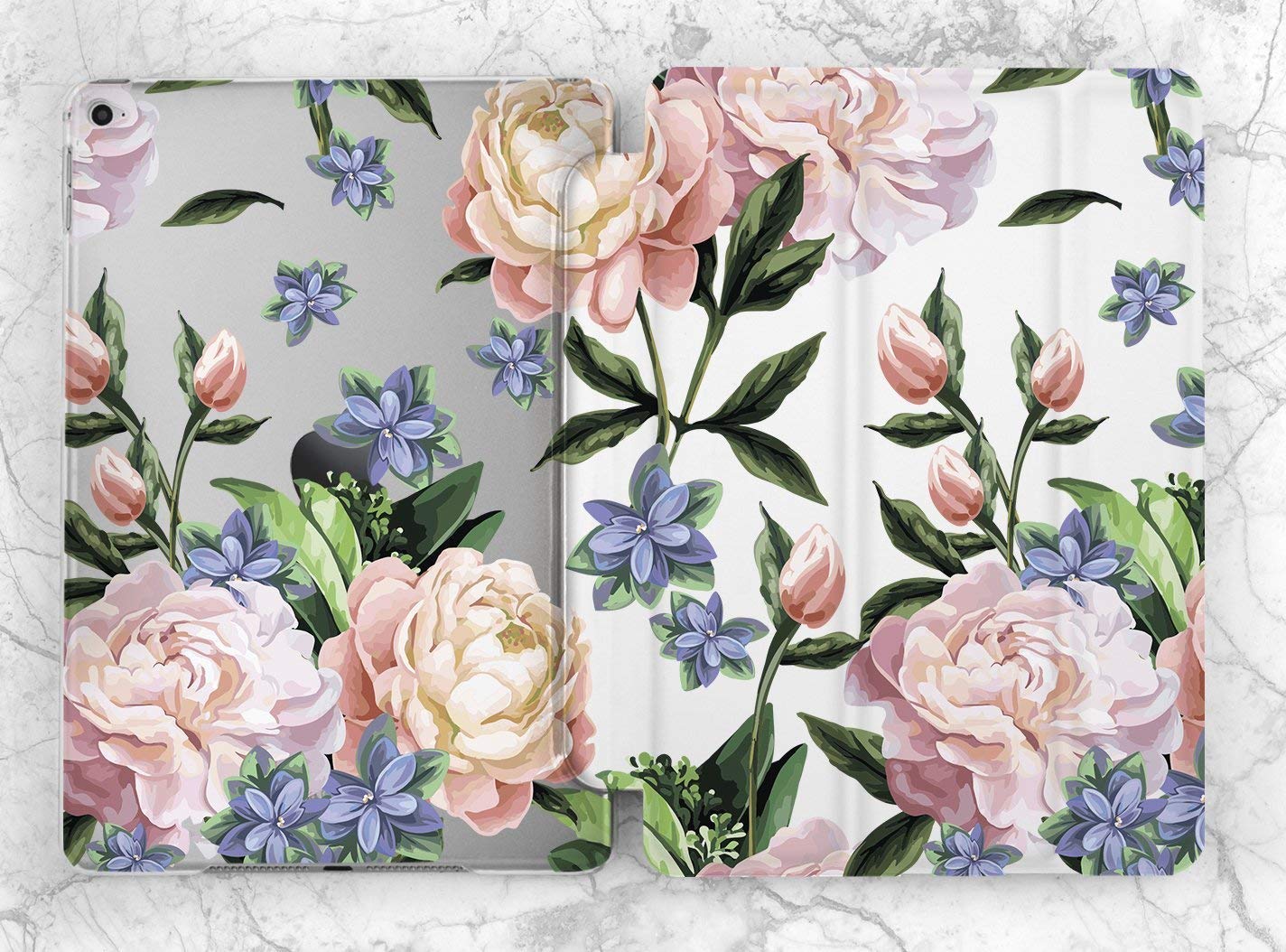 Amazon Com Blue And Pink Floral Peony Leaves Case For Apple Ipad