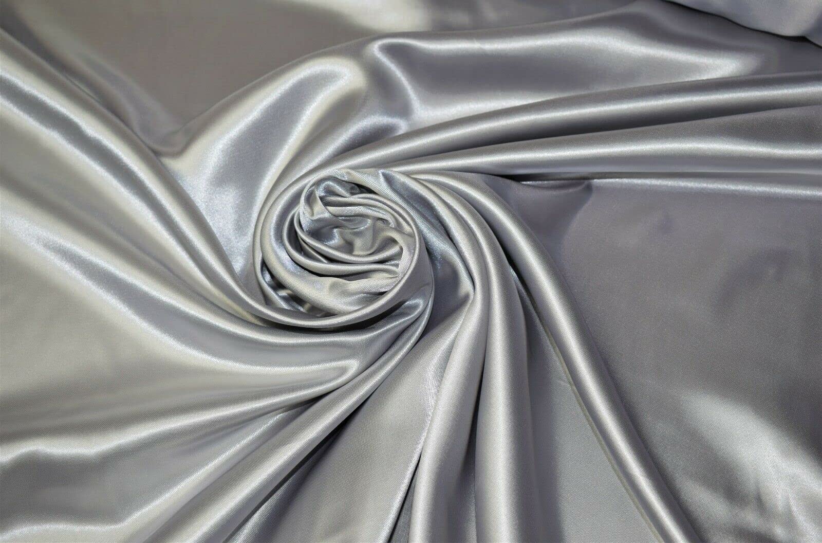 100% Polyester/Poly Silk Premium Silky Satin Fabric, Dressmaking, Wedding, Prom - Dress Craft Fabric Material 58" - 150 cm Wide Sold As 1 Meter Pre - Cut Lengths (Grey, 2 Meter)