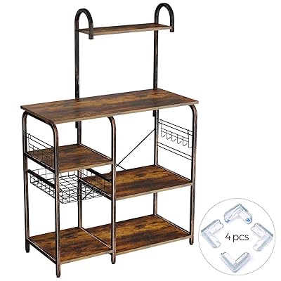 Rolanstar Kitchen Baker's Rack with 7 Shelves and 12 Hooks