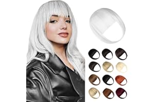 Wodelanle Bangs Hair Clip in Bangs, Fake Bangs Natrual Clip in Hair Extensions, Easy to Use Faux Bangs Clip on Bangs, French Bangs Fringe with Temples Hairpieces Curved Bangs for Daily Wear