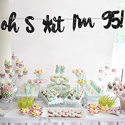 Oh I’m 95! Banner Backdrop Glitter Black Hallo