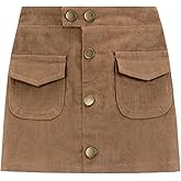 WELAKEN Girls and Toddler's Corduroy Short Mini Skirt with Pockets