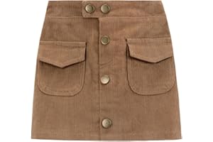 WELAKEN Girls and Toddler's Corduroy Short Mini Skirt with Pockets