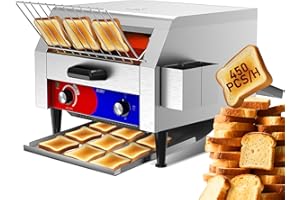 HTTSICHI Commercial Conveyor Toaster w/ 3 Slice Wide Slot, 450 Slice/hour Commercial Toaster w/ 14.1’’ Wide and 3‘’ Opening, Industrial Kitchen Cooking bagel w/Stainless Steel and Heavy Duty
