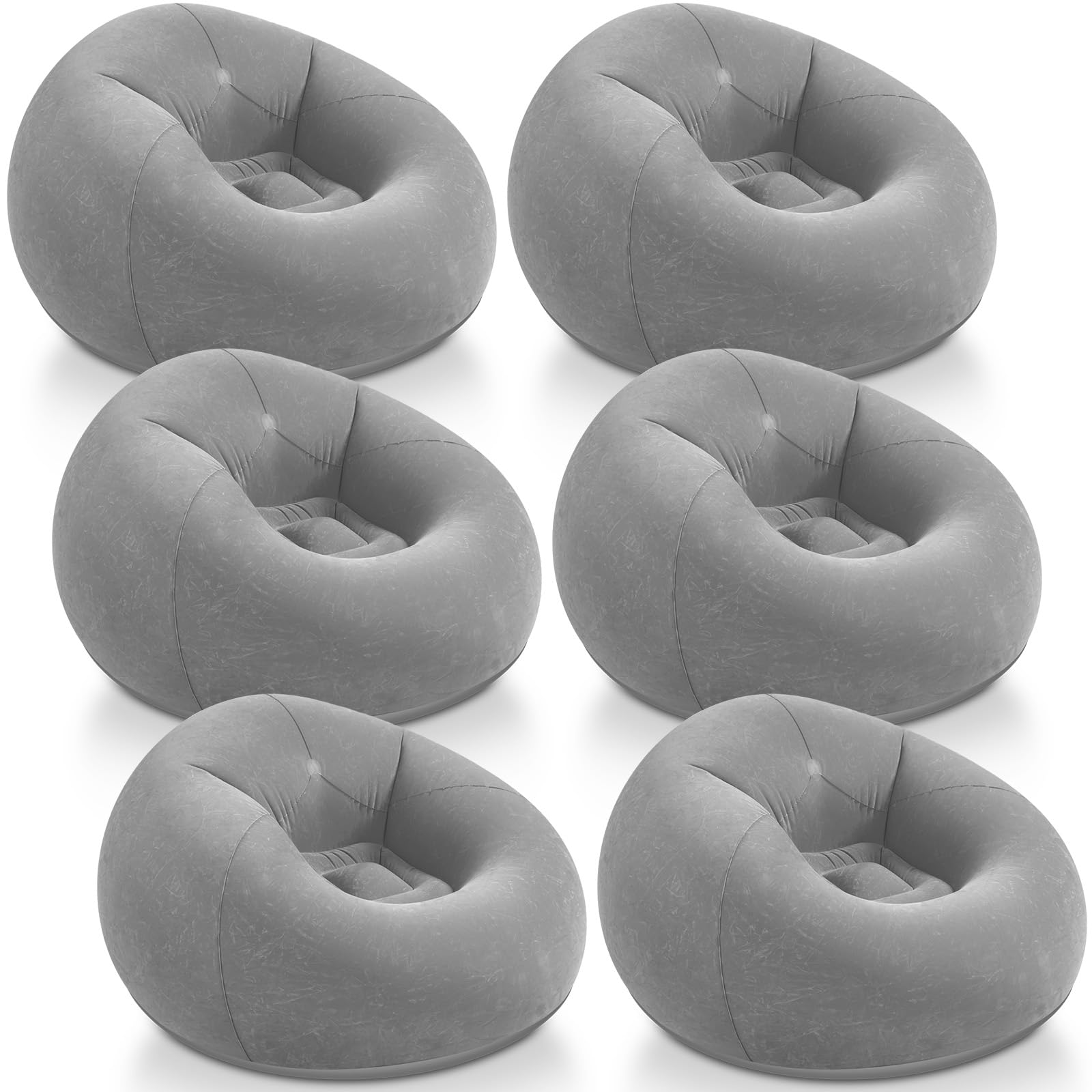 Photo 1 of Realspring Inflatable Bean Bag Chairs Outdoor Blow up Camping Chairs Inflatable Lazy Sofa Folding Portable Bean Bag Loungers Couch for Movie Night(Dark Gray,6 Pcs)