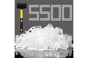 HEILUON Tile Leveling System 1/16 Inch Spacers Tile Leveler Clips 5500 Pcs and 16 oz Rubber Mallet Hammer .Tile Tools Set for Professional Ceramic and Stone Installation