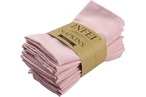 INFEI Solid Color Cotton Linen Blended Thin Dinner Cloth Napkins - Set of 12 (40 x 40 cm) - for Events & Home Use (Pink)