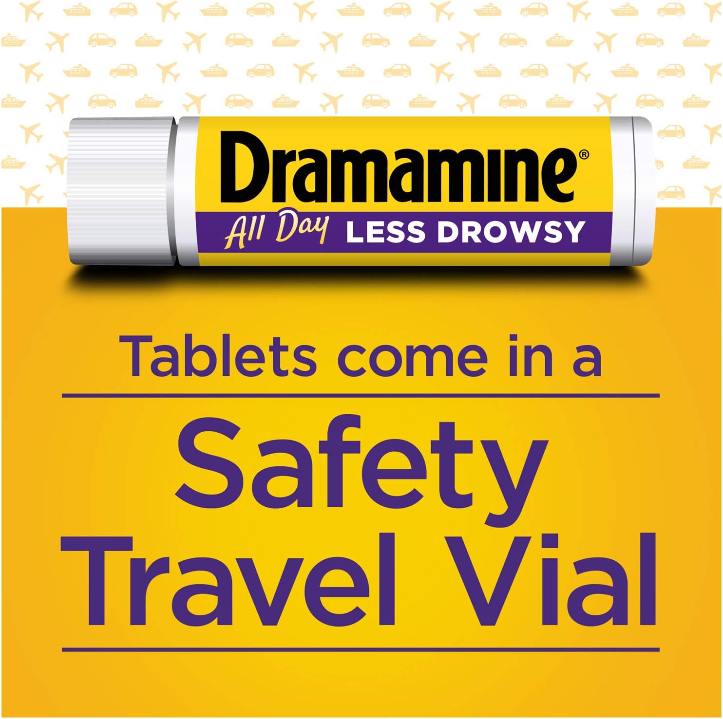 Dramamine All Day Less Drowsy Motion Sickness Relief, 8 Tablets: Health & Personal Care