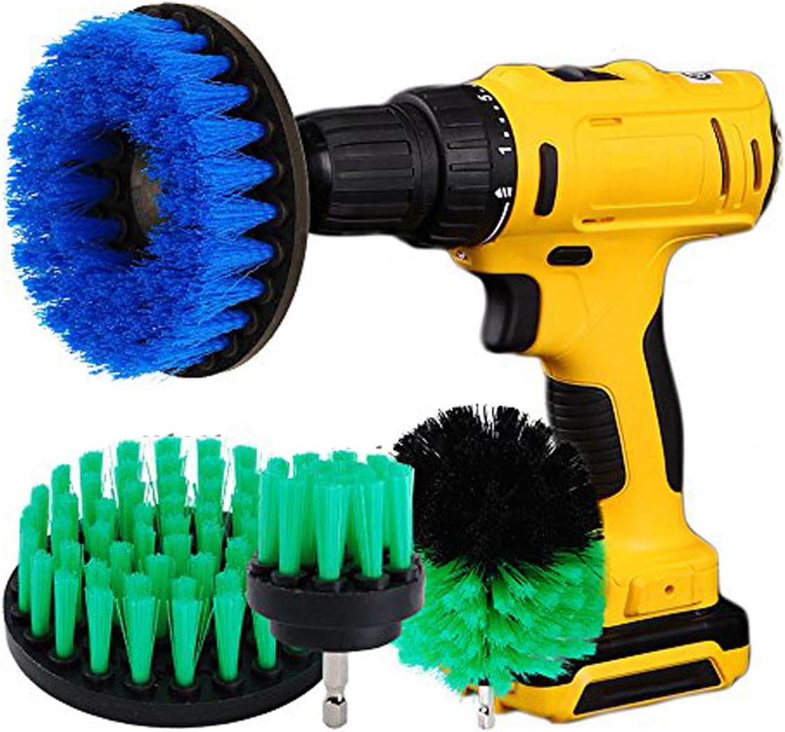 OxoxO 2inch + 3inch + 4inch + 5inch Drill Brush Medium Heavy Duty Scrubbing Cleaning Power Scrubber Cleaning Kit Compatible with Bathroom Tub Shower Tile Grout Tires Boats Kitchen