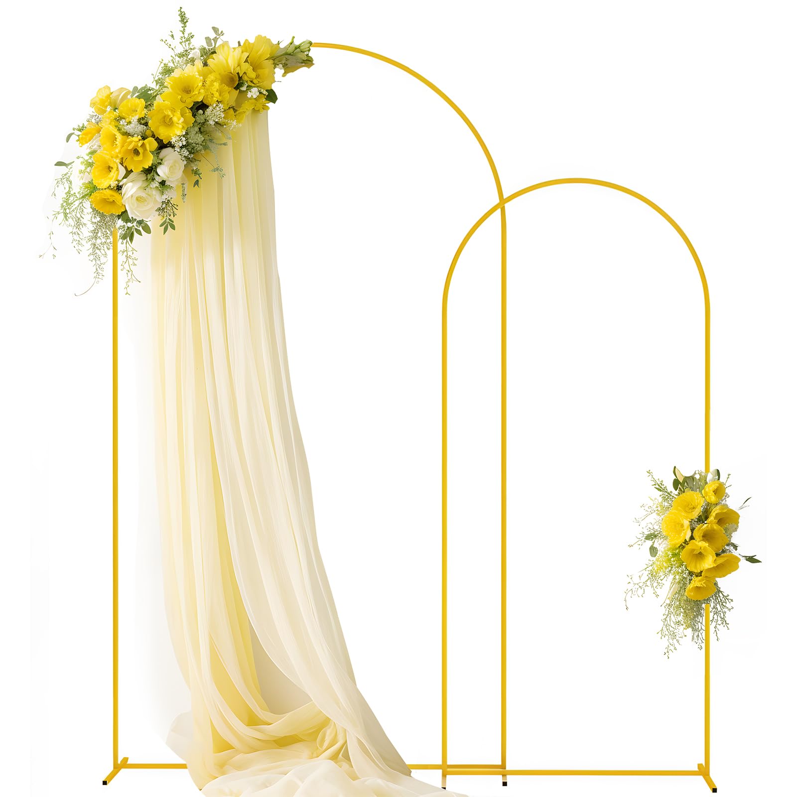 Photo 1 of Liacere Wedding Arch Backdrop Stand 7.2FT, 6.6FT Gold Metal Arch Stand Set of 2 for Birthday Party Wedding Ceremony Baby Shower