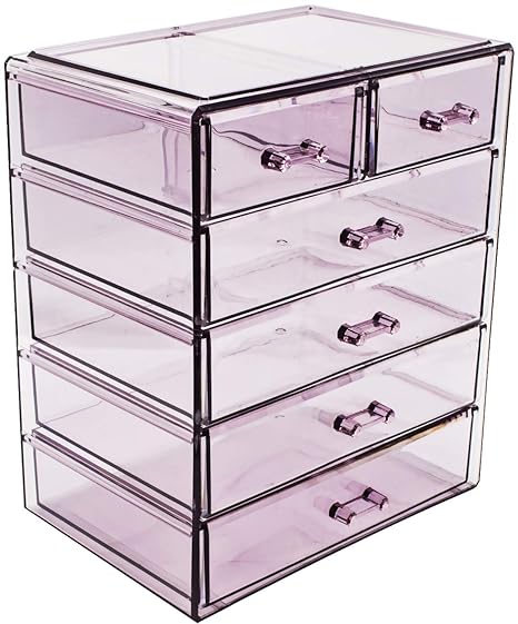 4 Large 2 Small Drawers Purple Sorbus Cosmetics Makeup And