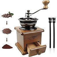 Manual Coffee Grinder, Vintage Style Wooden Hand Grinder Hand Coffee Grinder Roller Classic Coffee Mill Hand Crank…