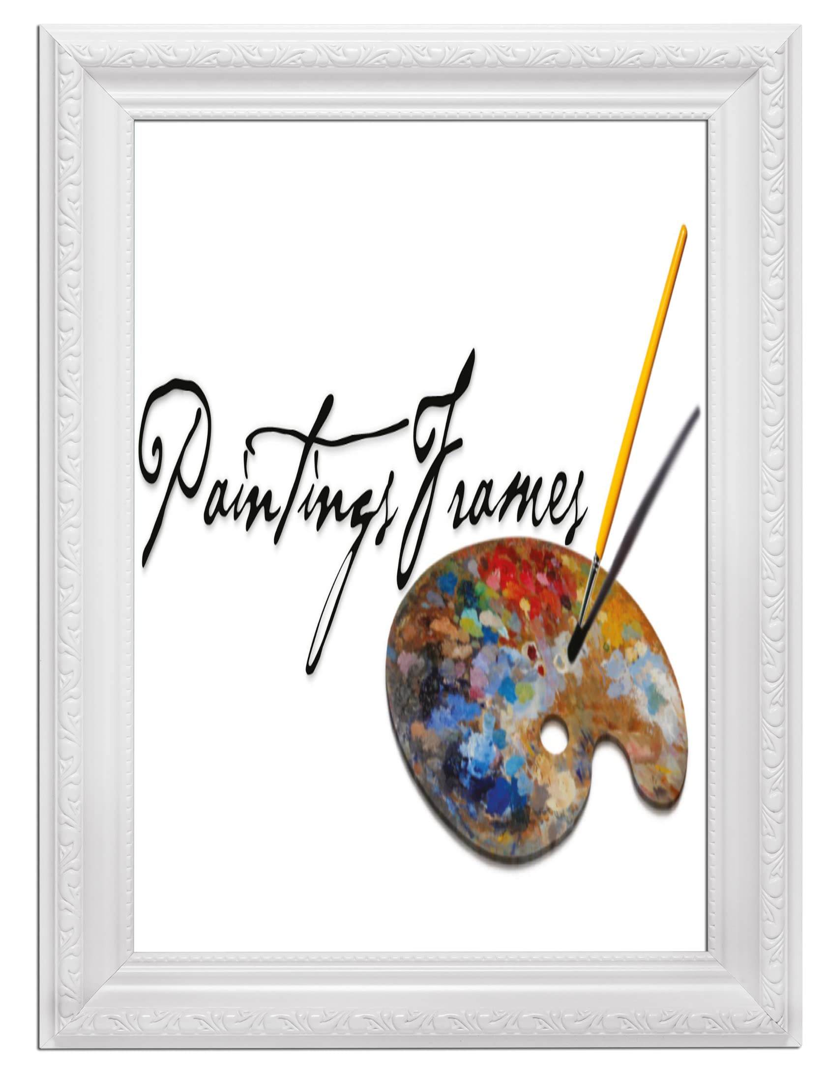 Ornate Shabby Chic Picture/Photo/Poster frame - With an MDF backing board - Ready to hang or stand - With a High Clarity Styrene Shatterproof Perspex Sheet White - A4 - oscf-wht-A4