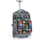 Tilami Rolling Backpack 18 inch Wheeled Laptop Backpack School College Student Travel Trip Boys and Girls, Sport Balls