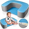 Foam Newborn Lounger Sit Me up Baby Floor Seat Soft Cushioned Infant Pillow Lounger Indoor Baby Support Seat with Non Slip Bottom for Toddlers Learn to Sit Balance and Strengthen Muscles, Teal Gray
