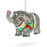 Circus Elephant Trumpeting Blown Glass Christmas Ornament