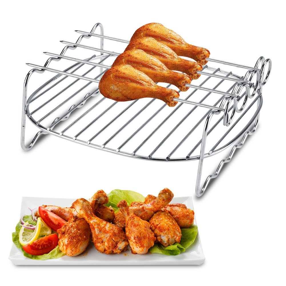 Wandisy Double Layer BBQ Rack, Air Fryer Replacement Skewers Baking Tray Cooking Grate for Airfryers HD9225, HD9920, HD9231, HD9233, HD9904