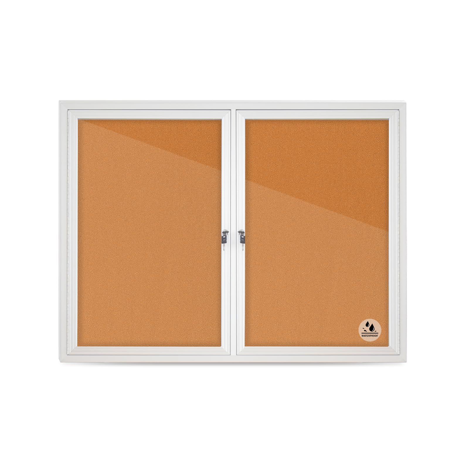 Photo 1 of OUOFS Double-Door Outdoor Enclosed Bulletin Board Weatherproof Bulletin Board with Locking Door, 44x32 Inch Wall-Mounted Message Board for Notices & Announcements
