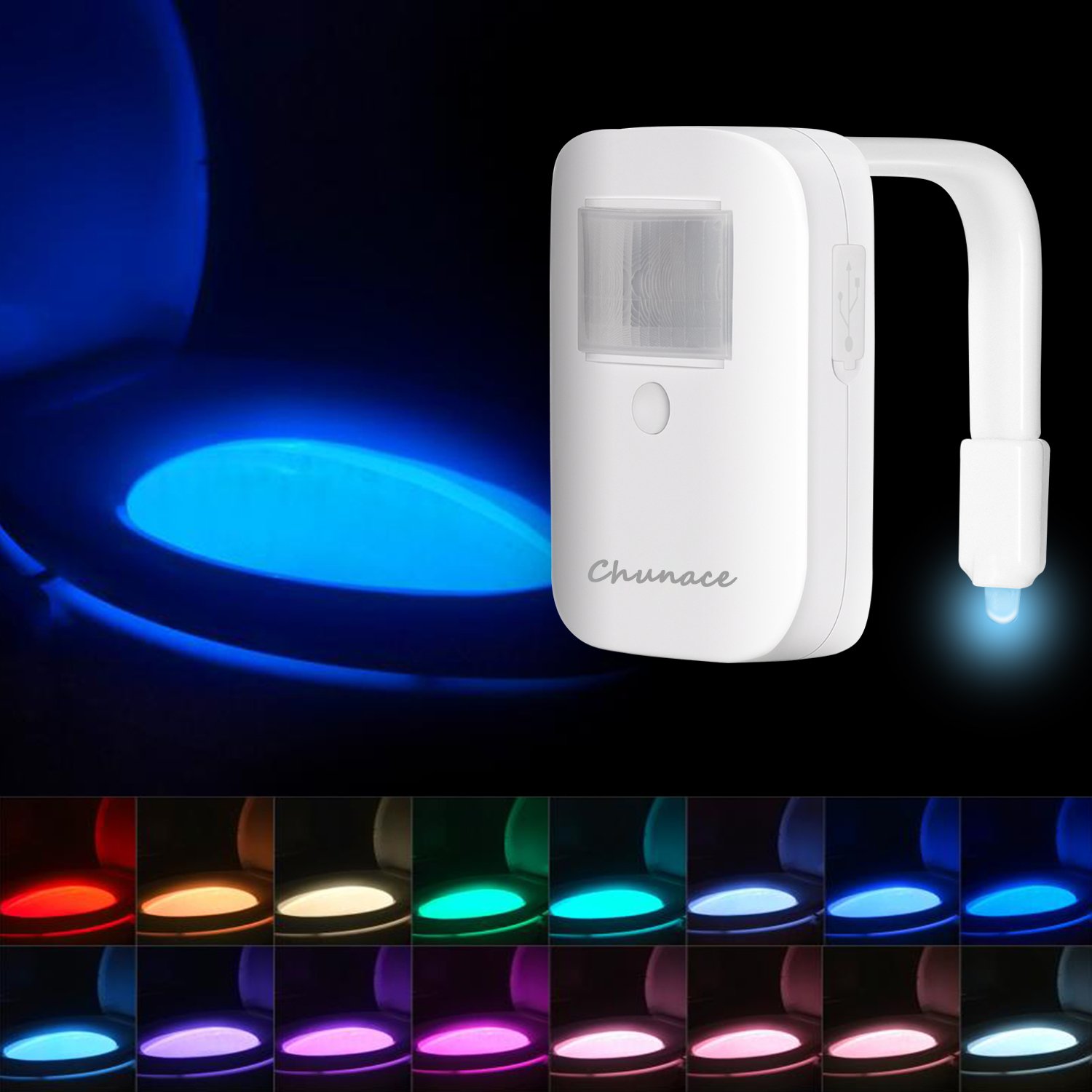 Photo 1 of Rechargeable Toilet Night Light with Motion Activated Sensor, 16 Colors LED Nightlight Inside Bowl, Cool Stuff for Bathroom Decor Accessories, Unique & Funny Gadgets for Men/Kids Birthday Gift 2025