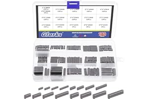 Glarks 140Pcs 16 Sizes Key Stock Keystock Assortment Kit, 8mm 10mm 12mm 16mm 20mm 25mm 30mm Smooth Round Ended Feather Key Pa