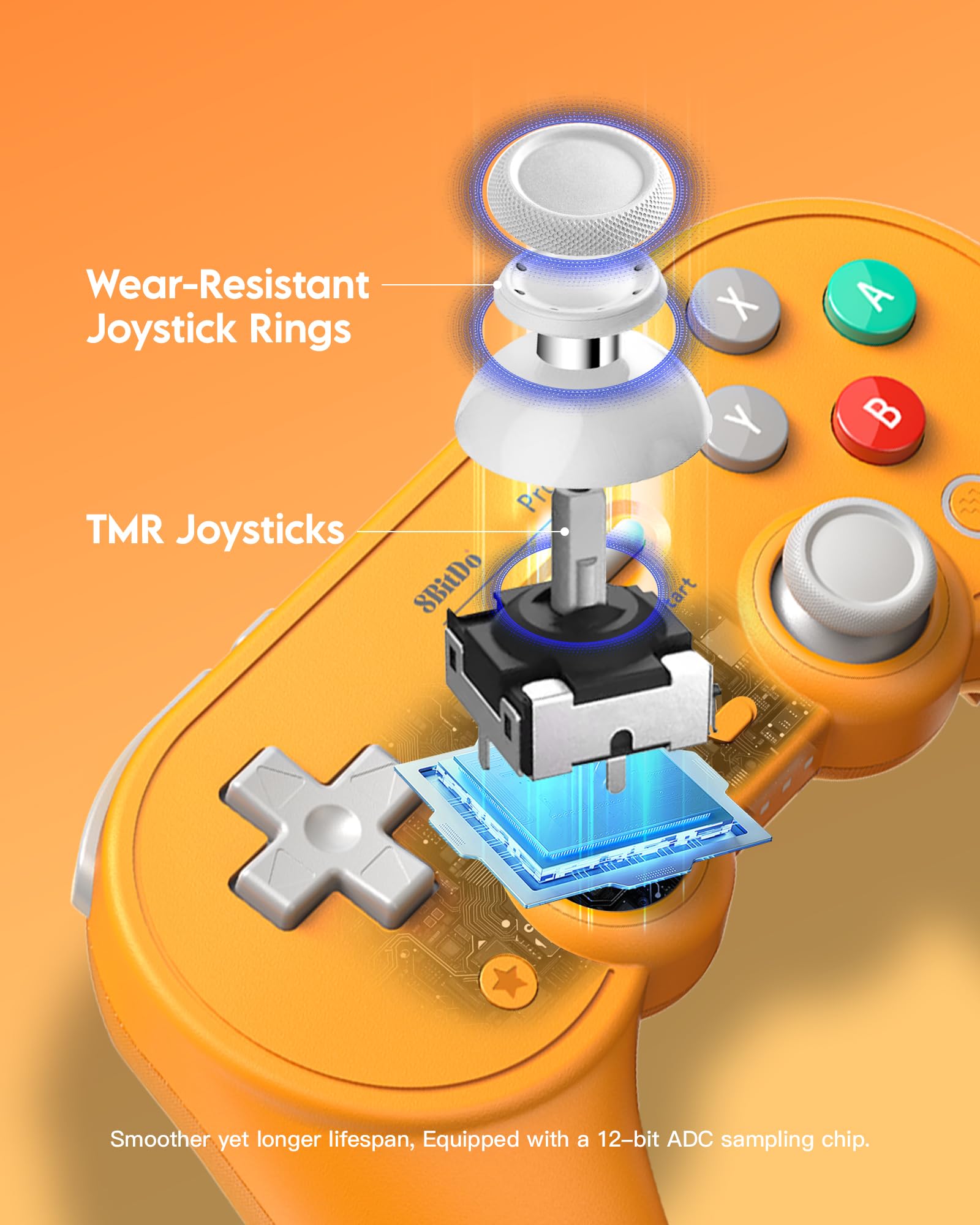 8Bitdo Pro 3 Bluetooth Controller for Switch/Switch 2 - TMR Joysticks, Swappable ABXY Buttons, Pro Back Buttons, Charging Dock, Hall Effect Triggers, Windows/Apple/Android（Yellow）