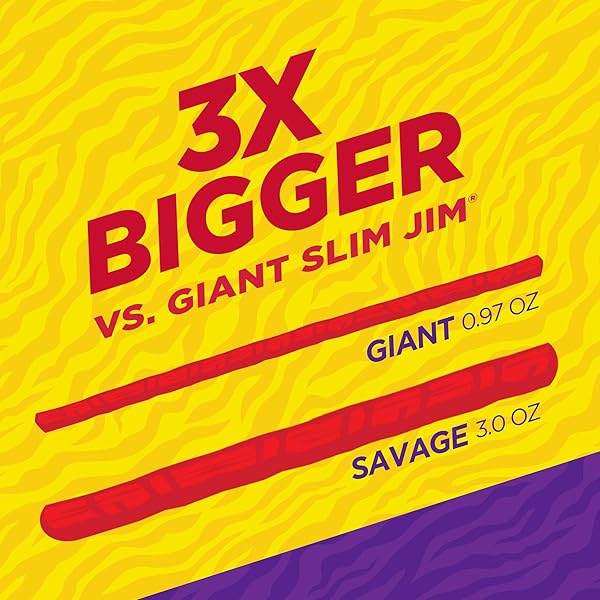 SLIM JIM SAVAGE ORIGINAL FLAVOR SMOKED SNACK STICKS, KETO FRIENDLY SNACK, MEAT SNACKS, 3 OZ. 12 COUNT