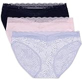 Tommy Hilfiger womens 3pk Cotton Logo Lace Trim V Bikini