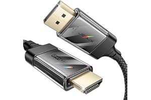 JSAUX DisplayPort to HDMI Cable 4K@60Hz, 6.6ft DP to HDMI 2.0 Male UHD 2K@120/1080P@120 Nylon DP to HDTV Uni-Directional Cord for Dell, Projector, Desktop, AMD, NVIDIA, Lenovo, HP, ThinkPad