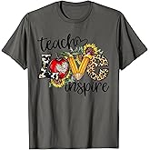 Teach Love Inspire Leopard Sunflower Teacher Back to School T-Shirt