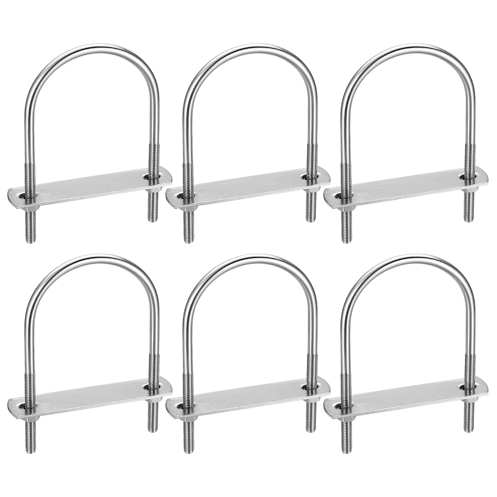 Stainless Steel Tie Down U Bolts, Metal Round U Shape Bolts with Hex Nuts, Plates, Washers for Attaching Piping Conduit Cable Tube Trailer Marine Boat Deck (Fillet corner 110x60mm) — image 1