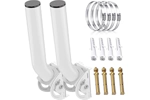 EOQO Universal Antenna Mount,11 Inches J Pole and Wall-Mounted Mount for Outdoor Point to Point Access Point CPE Kit,TV Antenna,Wireless Bridge Bracket Mount (Antenna Mount White 2-Pack)