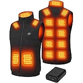 Gokozy Heated Vest for Men,12V 20000mAh Battery,15 Heating Zones,Mens Heated Vest with Battery Pack Included