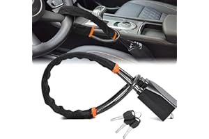 XGWZ DualGuard Car Steering Wheel & Seat Belt Lock - 17" Universal Anti-Theft Device for Vehicles, SUVs, Golf Carts | Compact & Lightweight Security Lock with Multi-Function Keys (Black)