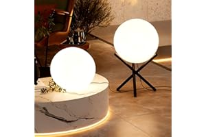 Lightdot Outdoor Floor Lamp, 12-Inch LED Ball Light with Milky White Waterproof Shade - 10W 3000K Corn Globe Floor Lamps with Stable Black Tripod Base, for Patio Garden Living Room, Bedroom, Plug&Play