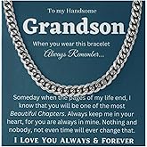 72ore Grandson Gifts From Grandma Necklace Cuban Link Silver Chain Necklace for Men Inspirational Birthday Gifts for Grandson