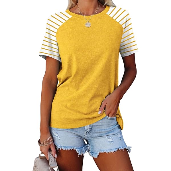 Buy Women's Striped T-shirt With Short Sleeves And Crew Neck Online