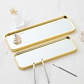Perfum Trays,Gold Mirror Tray,Vanity Decorative Tray,Non Slip Rectangular Perfume Organizer for Jewelry,Bathroom,Coffee Table (Small)