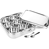 KSJONE Indian Spice Tin Stainless Steel Masala Dabba LARGE Curry Cooking Spice Tiffin Tin Box Kitchen Masala Container Spice Container 9 Compartments Storage Set