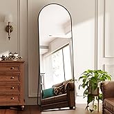 BEAUTYPEAK Full Length Mirror 58"x18", Arched Standing Mirror with Metal Frame, Floor Large Body Mirror for Bedroom, Entry, B