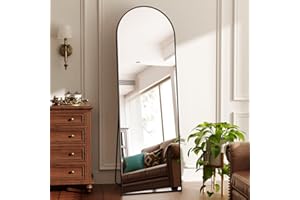 BEAUTYPEAK Full Length Mirror 58"x18", Arched Standing Mirror with Metal Frame, Floor Large Body Mirror for Bedroom, Entry, B
