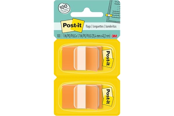 Post-it Flags, Orange, 1-Inch Wide, 50/Dispenser, 2-Dispensers/Pack