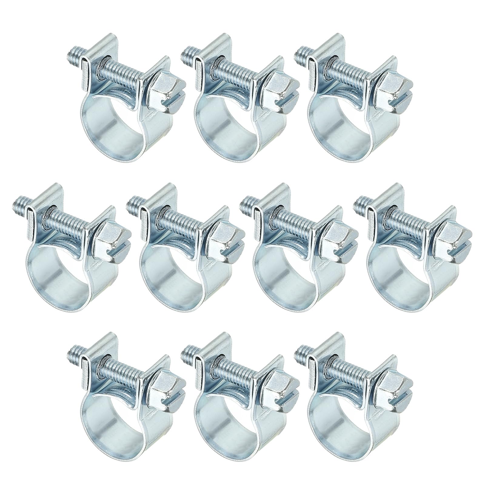 PATIKIL 10 Pcs 11-13mm Mini Fuel Injection Hose Clamps Zinc Plated Adjustable Clamp