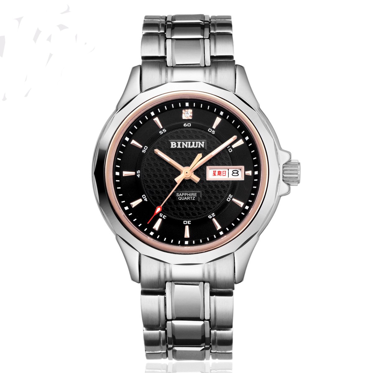 BINLUN Mens Watches Stainless Steel Waterproof Japaness Quartz Dress Wristwatch with Day Date Valentine