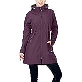 33,000ft Women's Waterproof Softshell Long Rain Jacket with Hood Fleece Lined Windproof Windbreaker