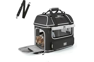 Expandable Cat Dog Carrier: NOBLE DUCK Soft-Sided Pet Carrier Airline Approved Large Small Medium Collapsible Portable Travel Up to 25 Lbs Black