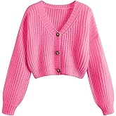 GORGLITTER Women's Cropped Cardigan Sweaters Light Weight Button Up Chunky Knit Long Sleeve Trendy 2025 Outfits