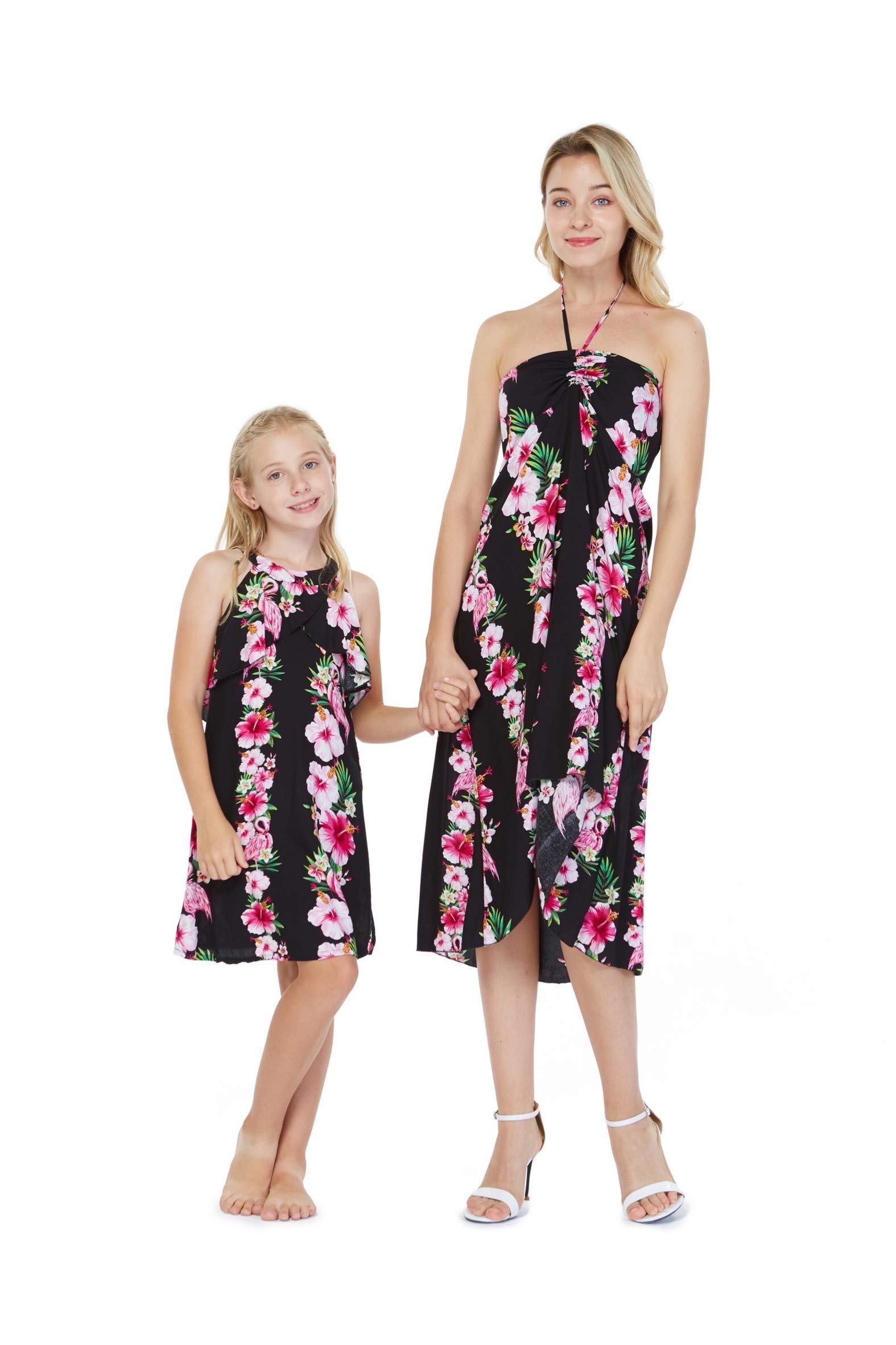 Matching Hawaiian Luau Mother Daughter Halter Dress